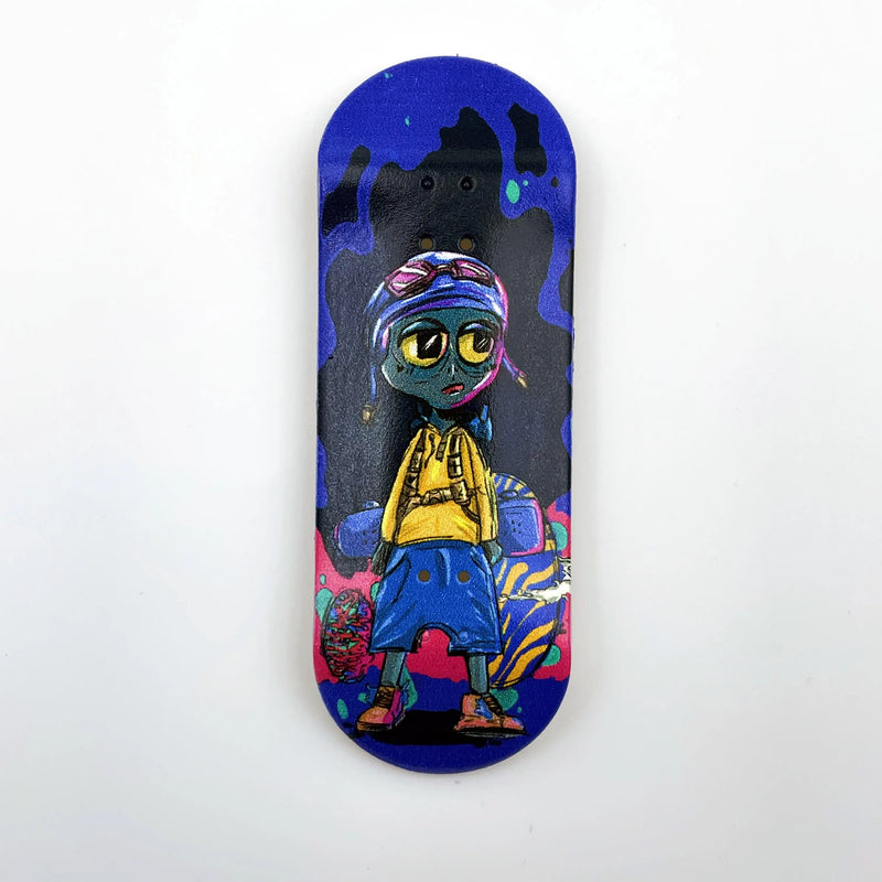 34mm Wooden Fingerboard Deck with Graphic for Professional Mini Finger Skateboard