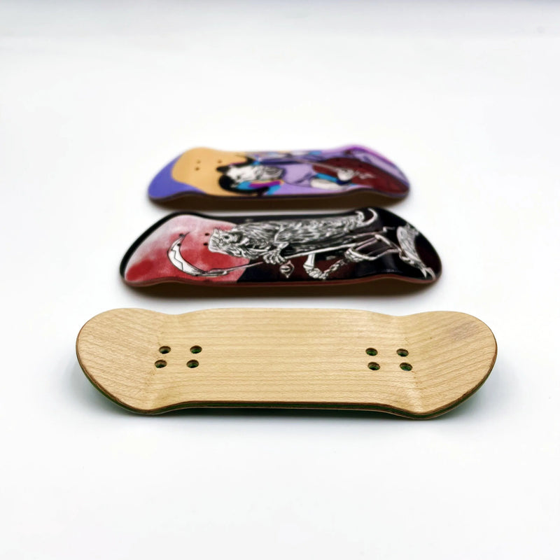 34mm Wooden Fingerboard Deck with Graphic for Professional Mini Finger Skateboard