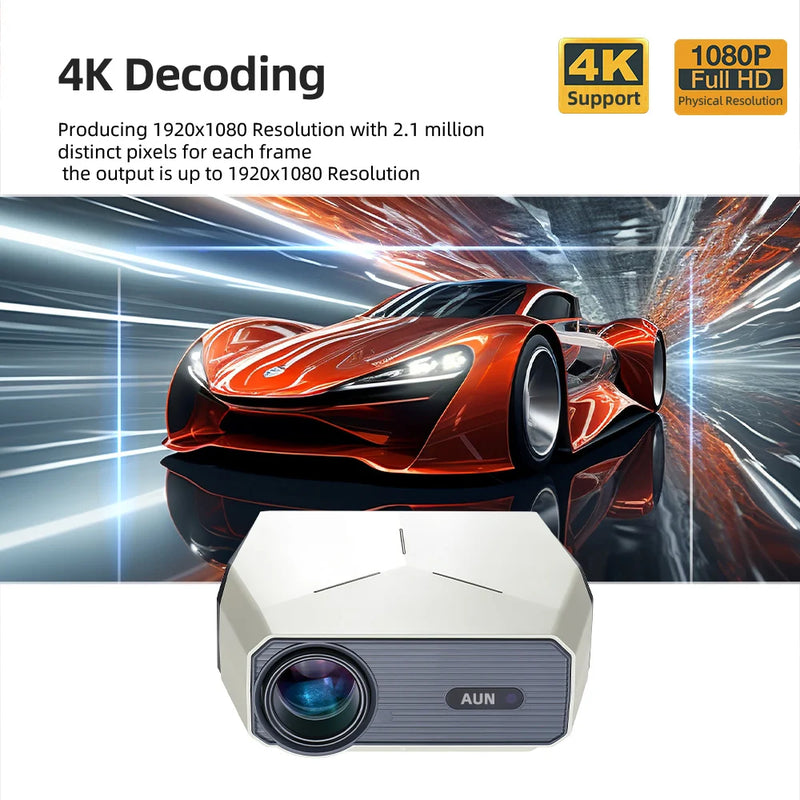 AUN A004 Pro Android Projector Portable Full HD Home Cinema 4K Movie Decode 1080P VideoProjector Electric Focus 3D MINI Theater