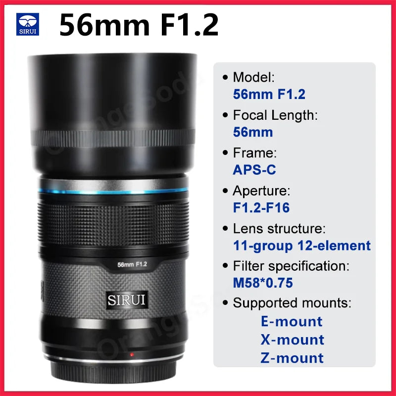 SIRUI Sniper 16mm 75mm 23mm 33mm 56mm F1.2 APS-C Auto Focus Lens For Sony E Mount Fuji X Mount for Nikon Z Mount Camera lens