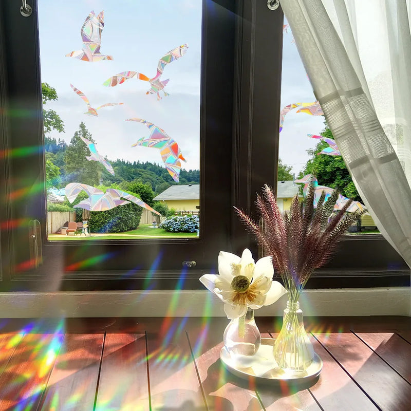 Rainbow Suncatcher Window Stickers PVC Cat Butterfly Ghost Prism Glass Wall Sticker Home Bedroom Decoration Self Adhesive Decal