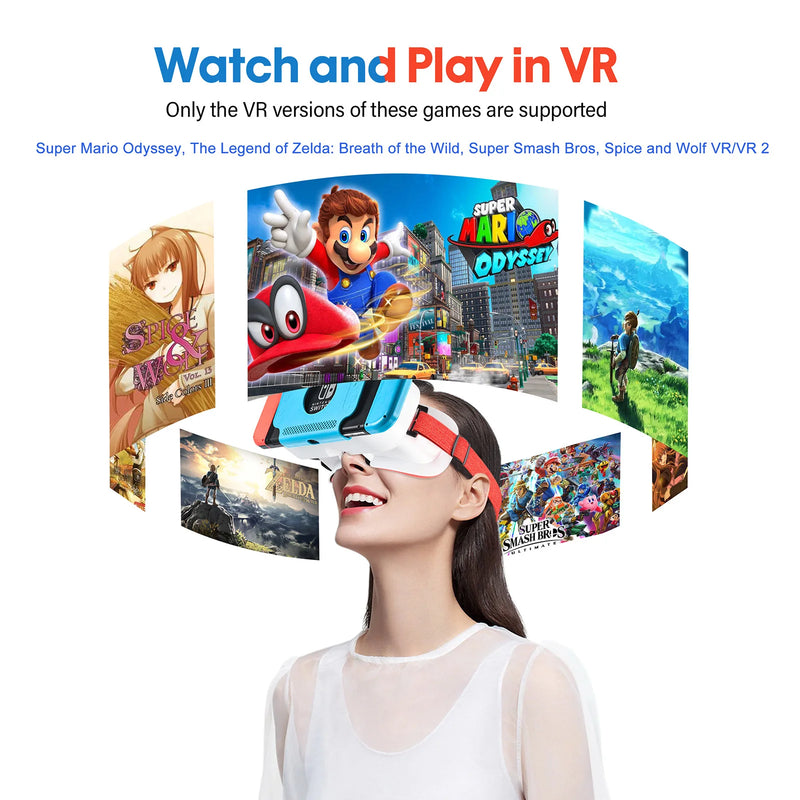 VR Headset Designed for Nintendo Switch & Switch OLED Console with Adjustable Lens for a Virtual Reality Gaming Experience