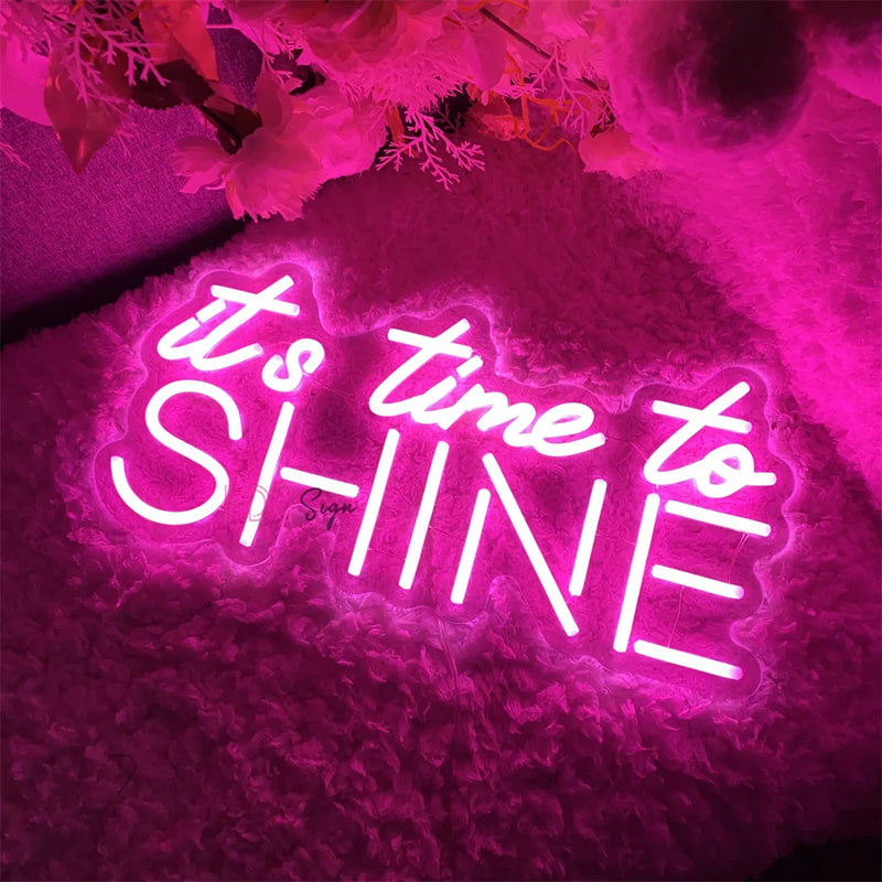 Neon Led Sign It Is Time To Shine LED Lights Sign USB Home Bedroom Party Bar Decoration Neon Lamps Room Wall Decor