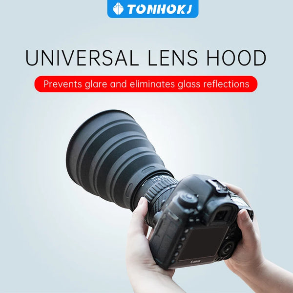 Universal Anti-reflective Collapsible Reversible Filter DSLR Cameras Folding Silicone Lens Hood Lens Cap Shade 54-82MM