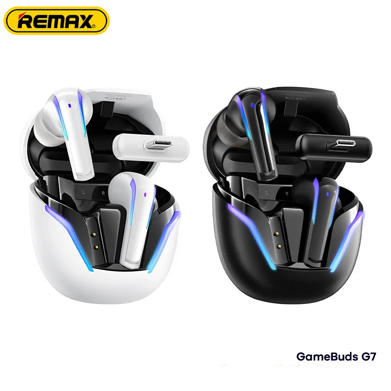 REMAX 2.4G Gaming True Wireless Stereo Earbuds Bluetooth 5.4 Earphone IPX4 Waterproof With Colorful Light Headset GameBuds G7