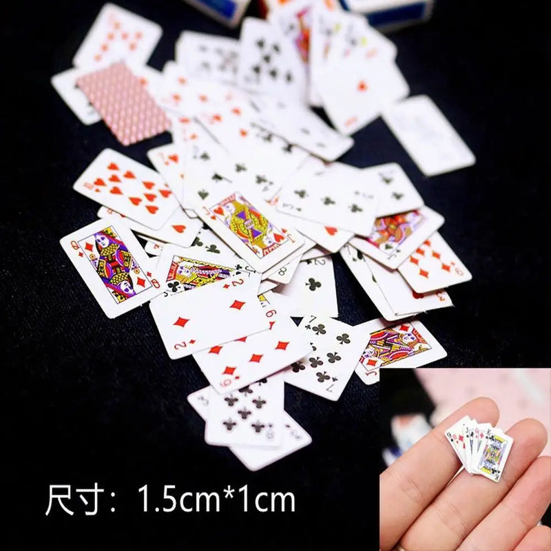 Cute MINI Miniature Games Poker MINI Playing Cards 15X10mm Miniature For Dolls Accessory Home Decoration High Quality Card Game