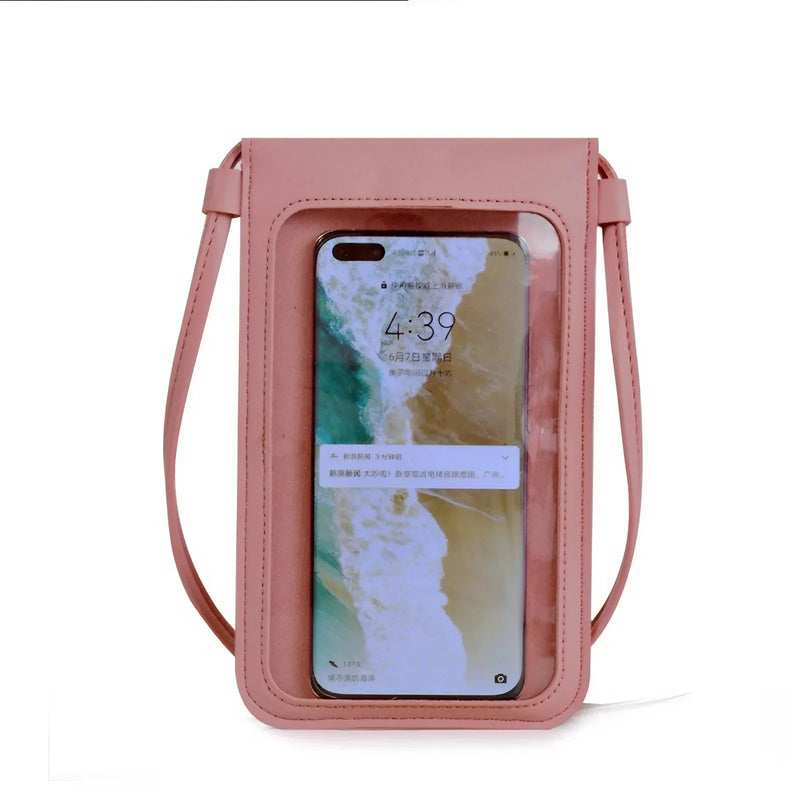 Women's Retro Messenger Phone Wallet - Pu Leather Touch Screen, Small Buckle Wallet