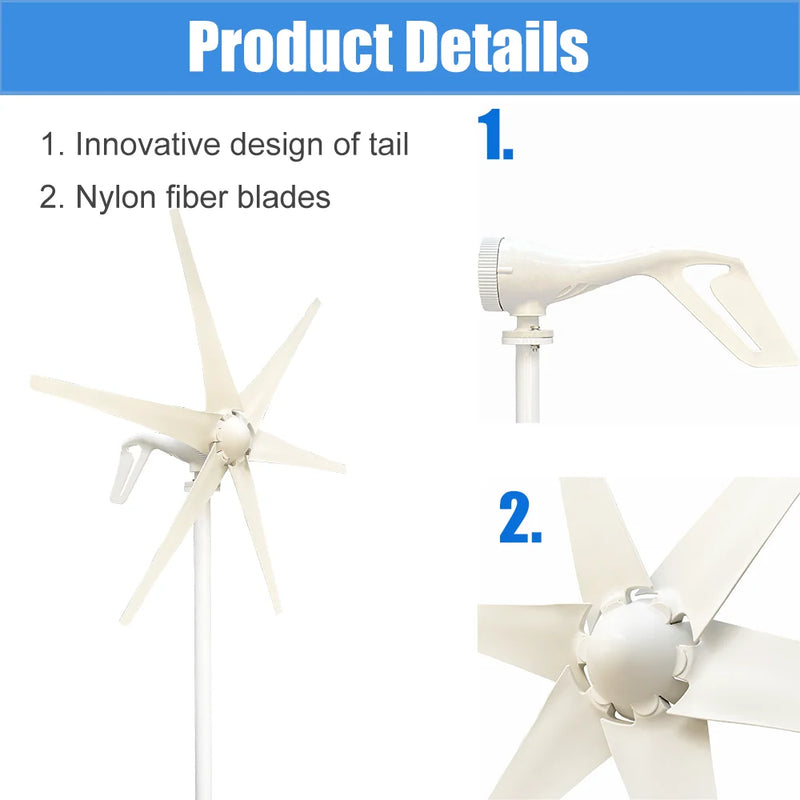 600w 800w 1000w Wind Turbine Generator Windmill 12v 24v Home Appliance Camping Free Energy Power Generator With MPPT Controller