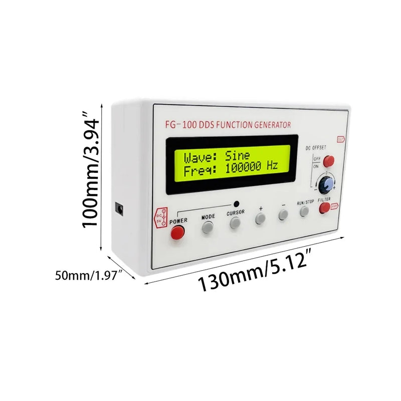 FG-100 DDS Function Signal Generator Frequency Counter 1Hz - 500KHz Signal Source Module Sine+Square+Triangle+Sawtooth Waveform