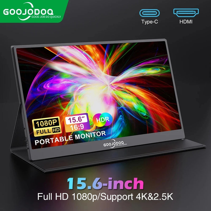 GOOJODOQ GJ20 Portable Monitor 15.6" IPS HDR 1920X1080 FHD Gaming External Monitor for Laptop PC Phone Mac Xbox PS5/PS4 Switch