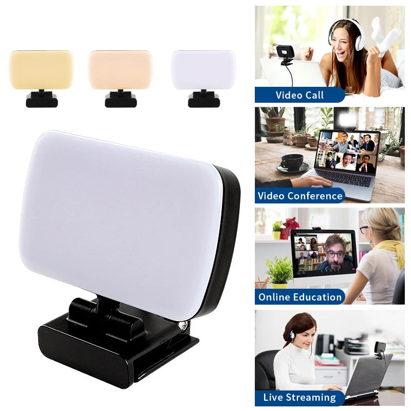 Video Conference 6500KPortable LED Video Light Cube Laptop Computer Webcam Light Zoom Call Lighting with Clip for Live Streaming