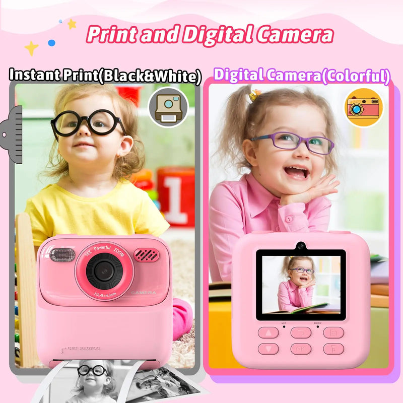 Kids Camera Thermal Instant Print Camera 1080P Children Digital Video Camera With 32G For Girls Boys Christmas Birthday Gifts