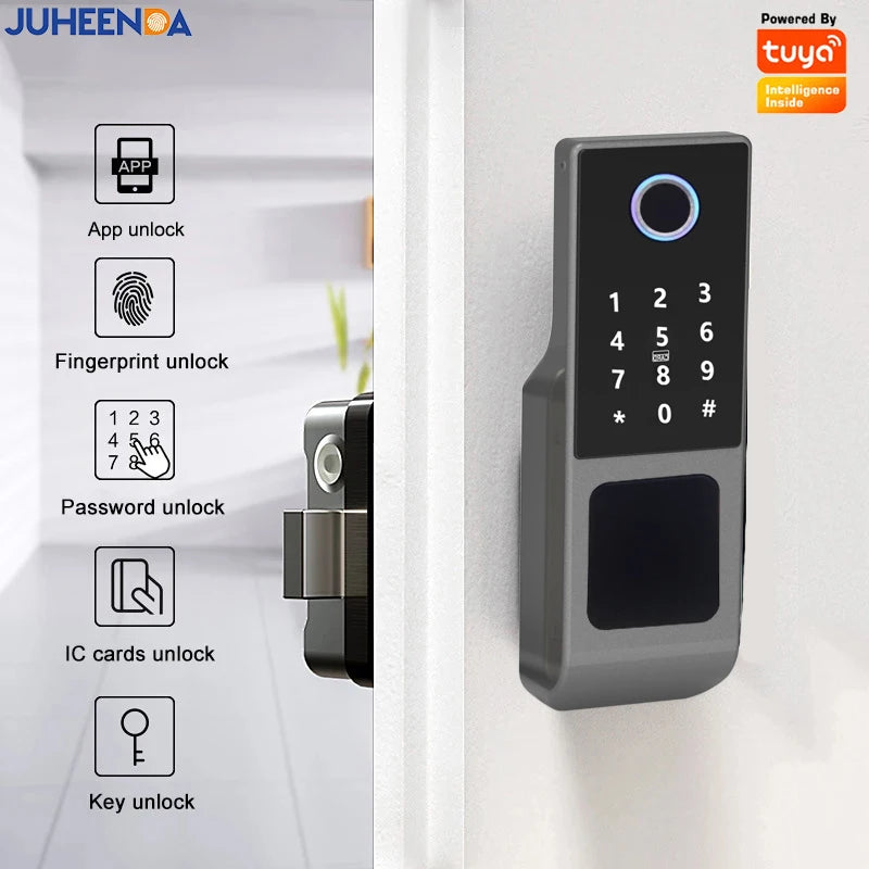 Outdoor Tuya Wifi Waterproof Smart Door Lock Double Side Fingerprint Sensor Digital Code IC Card TTLock App Electronic Gate Lock