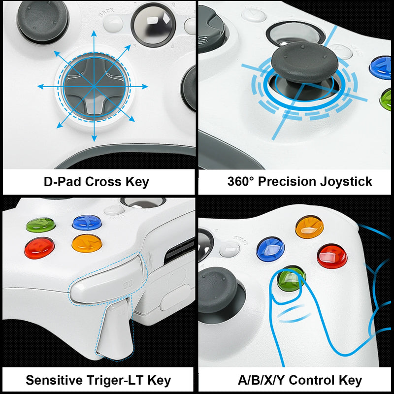 2.4G/Wired Gamepad For Xbox 360 Gaming Wireless Controller 6-Axis Joystick Dual Vibration For PC/Window Video Game Gamepad