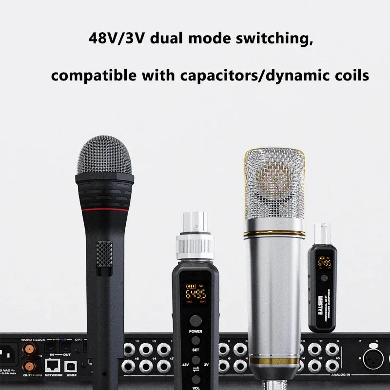 Microphone Converter Wireless Mic Transmitter+Micro Phone Receiver System XLR Adapter UHF Automatic for Condenser Dynamic Audio