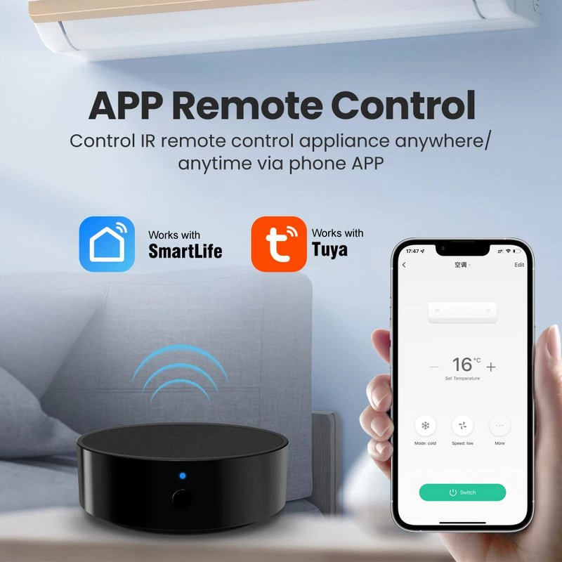 AVATTO Tuya WiFi IR Remote For Air Conditioning TV Smart Life APP Universal Infrared Remote Control Work With Alexa, Google Home