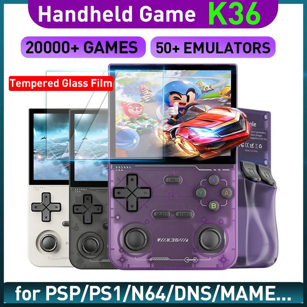 K36 Handheld Game Console 3.5Inch IPS 640x480 Screen Built in 64GB Memory Classic Games Portable Handheld Game Console