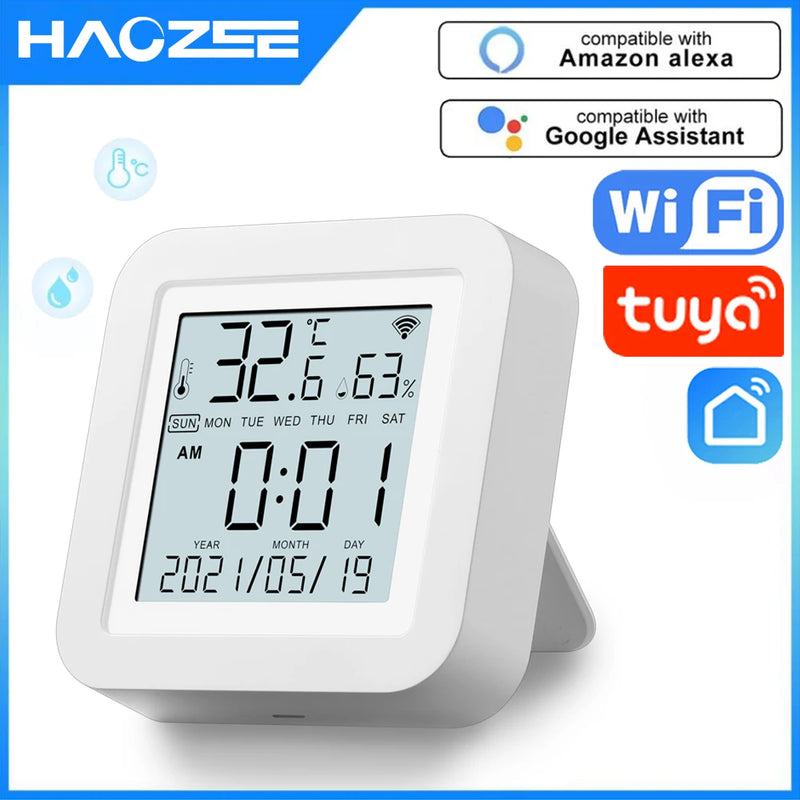 Tuya WIFI Smart Temperature Humidity Sensor Indoor Hygrometer Thermometer With LCD Display Real Time Update USB Power Up