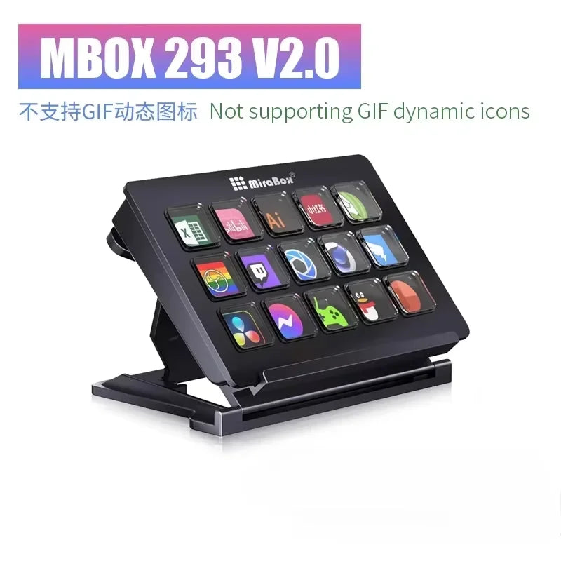 Mirabox Stream Deck Screen Customization Function 15 Key Mini Keyboard Display Function Macro Button OBS Live Music Console