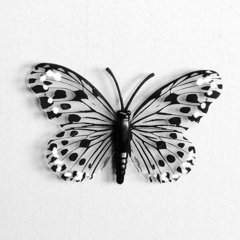 12pcs 3D Butterfly Wall Stickers Black White Color Wallpaper Butterfly Insert Rod Bedroom Home Wedding Decor bouquetSupply