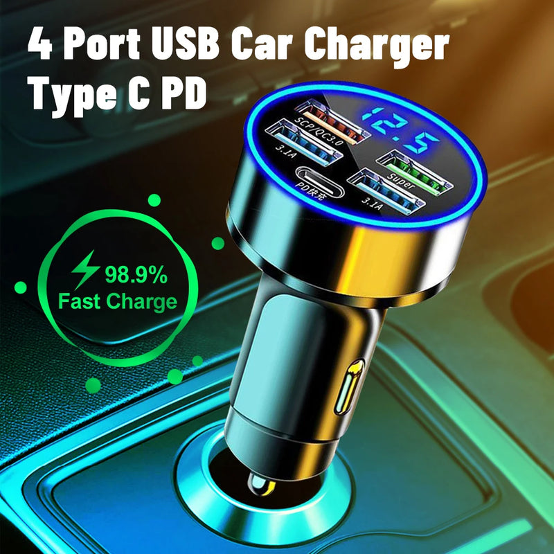 USB Car Charger Fast Charging Quick Charge 3.0 Car Mobile Phone Charger Adapter For iPhone 16 Pro 15 Samsung Type C PD Chargers