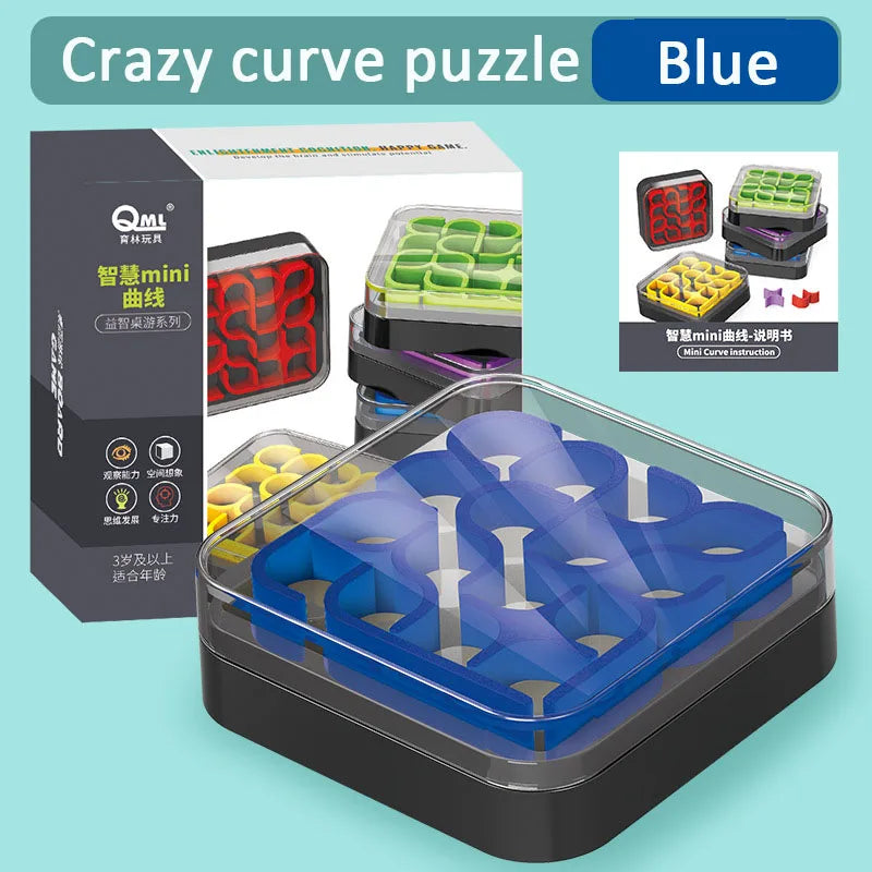 Creative 3D Crazy Curve Cube Puzzle Jigsaw Game Box Kids Sudoku Geometric Line Matrix Logical Thinking Training Intelligence Toy