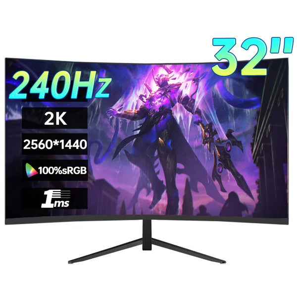 32 Inch 2K 240Hz Desktop Monitor 2560*1440P 100%SRGB 1MS Freesync Game Computer Display IPS VA Curved Straight Screen HDMI/DP