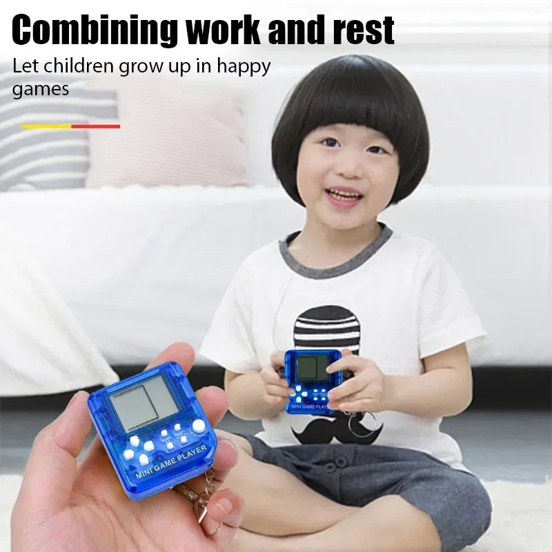 Portable Mini Pocket Classic Game Machine Keychain Ring Anti Lost Retro Nostalgic Kid Handheld Game Console Toys Gaming Player