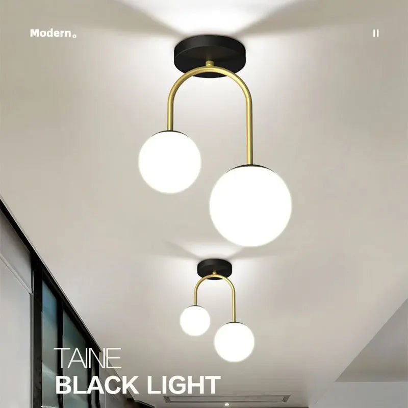 Nordic Glass Ball LED Ceiling Light Lamps For Aisle Corridor Balcony Hallway Bedroom Clockroom Home Decoration Indoor Lighting