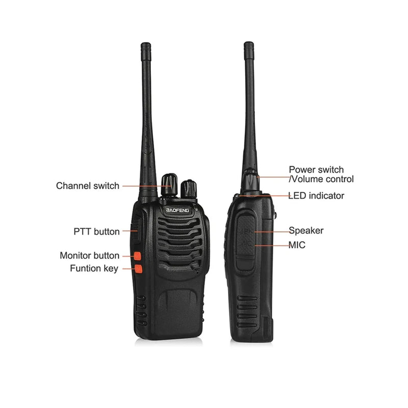 2pcs/lot BF-888S baofeng walkie talkie 888s UHF 400-470MHz 16Channel Portable two way radio bf 888s transceiver