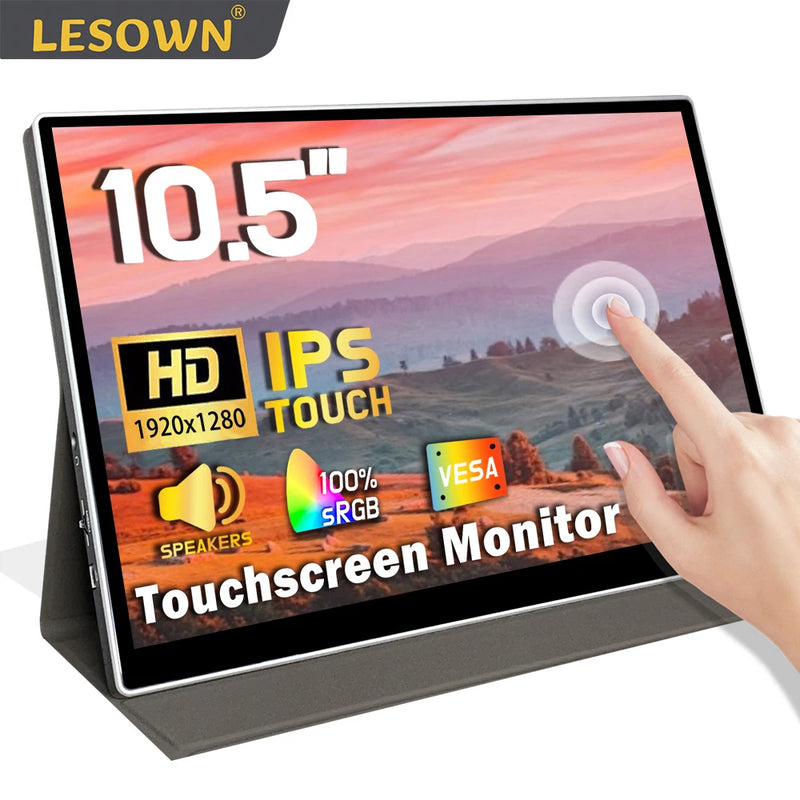 LESOWN 10.5 inch 100%sRGB Wide Touchscreen USB C 1080p Portable Monitor 1500:1 16:10 IPS Gaming Laptop PC Second Screen Monitor