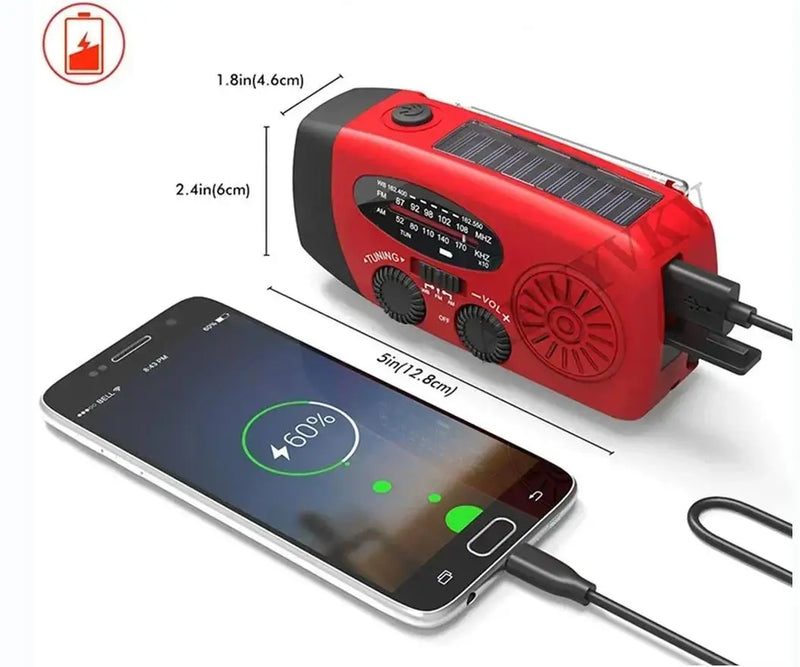 Multifunctional Generator Eletricity 2000mAh SOS Emergency Radio Hand Crank Radio Global receiver LED Torch Reading Light