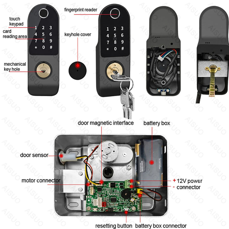 TUYA WIFI outdoor waterproof smart lock fingerprint biometric digital lock with remote control electronic lock smart door lock