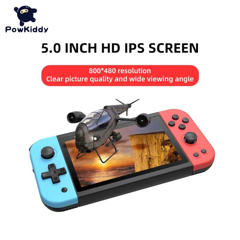 POWKIDDY 2022 X51 New Handheld Game Console 5 Inch Large Screen Children Gift Toy Game Player Supports Controllers PS1 Emulator