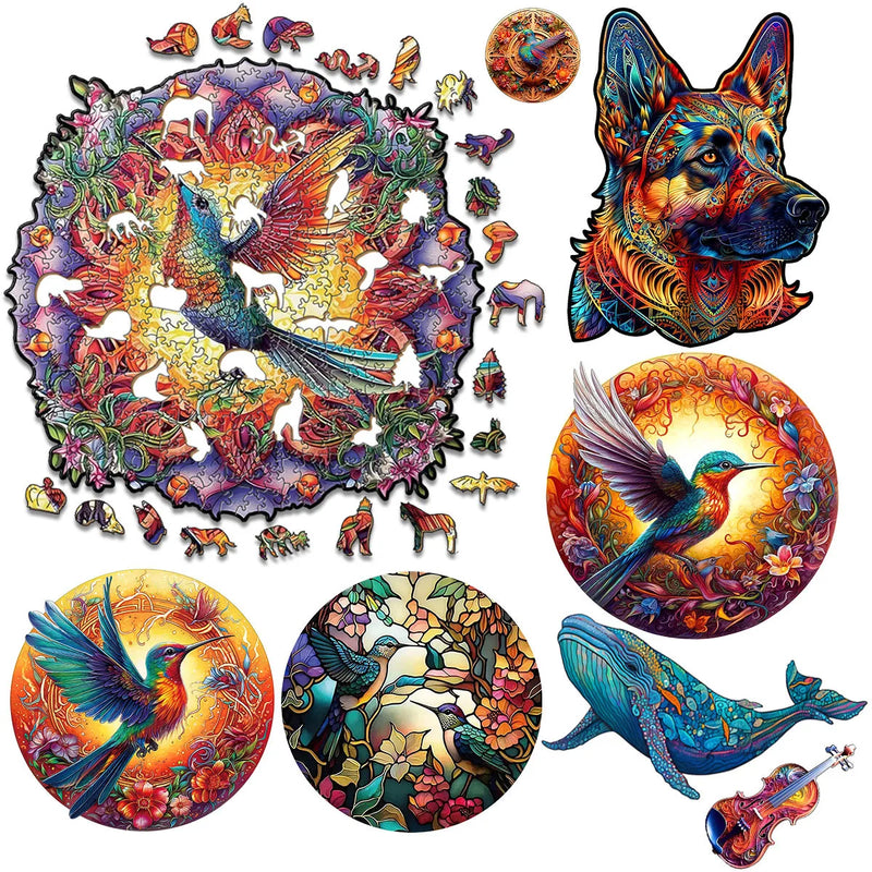 3D Wooden Jigsaw Puzzle Dog Animal Shapes Wooden Puzzles For Adults Kids Educational Toys Games Wood DIY Puzzle Crafts Gift