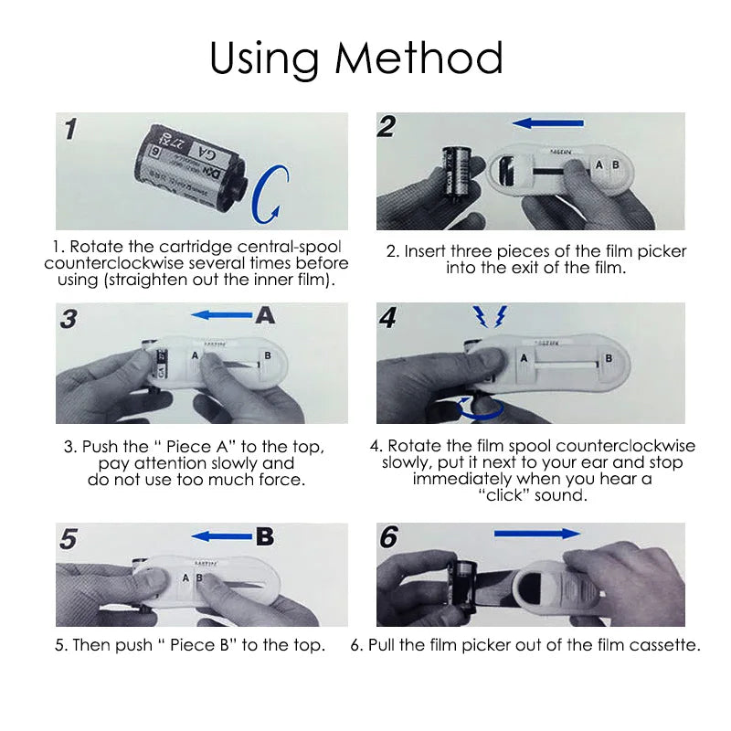 Film Leader Retriever Roll Film Tools Film Picker for 35mm Cassettes 135 Roll Films Extractor