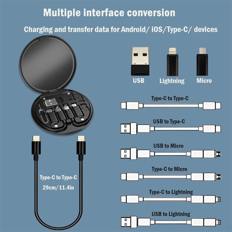 Mini Data Cable Set Storage Box 60w Quick Charge Multi Function Data Cable Mobile Phone Holder Storage Box