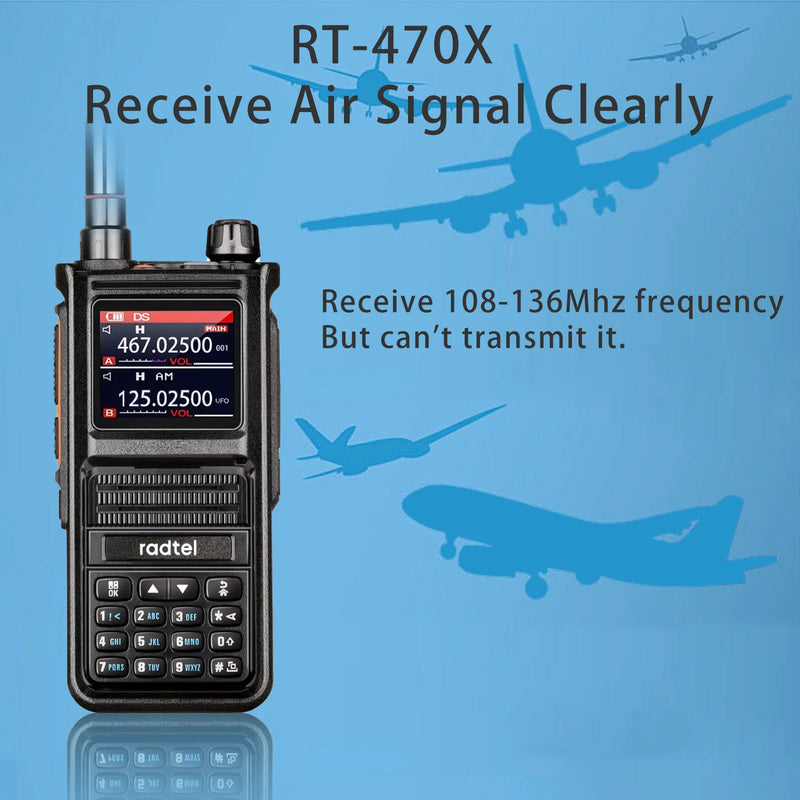 Radtel RT-470X Multi-bands Ham Walkie-Talkies 256CH Air Band Two Way Radio Station Aviation NOAA Police Marine Transceiver PTT