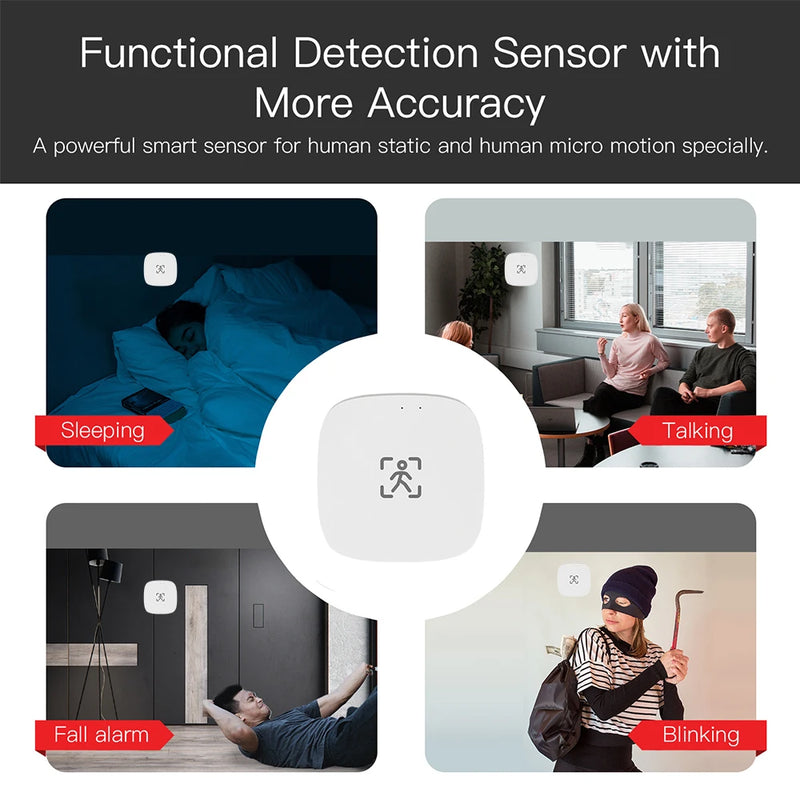 Wifi MmWave Human Presence Motion Sensor With Luminance/Distance Detection Celling/Wall Mount Tuya Smart Life Home Automation