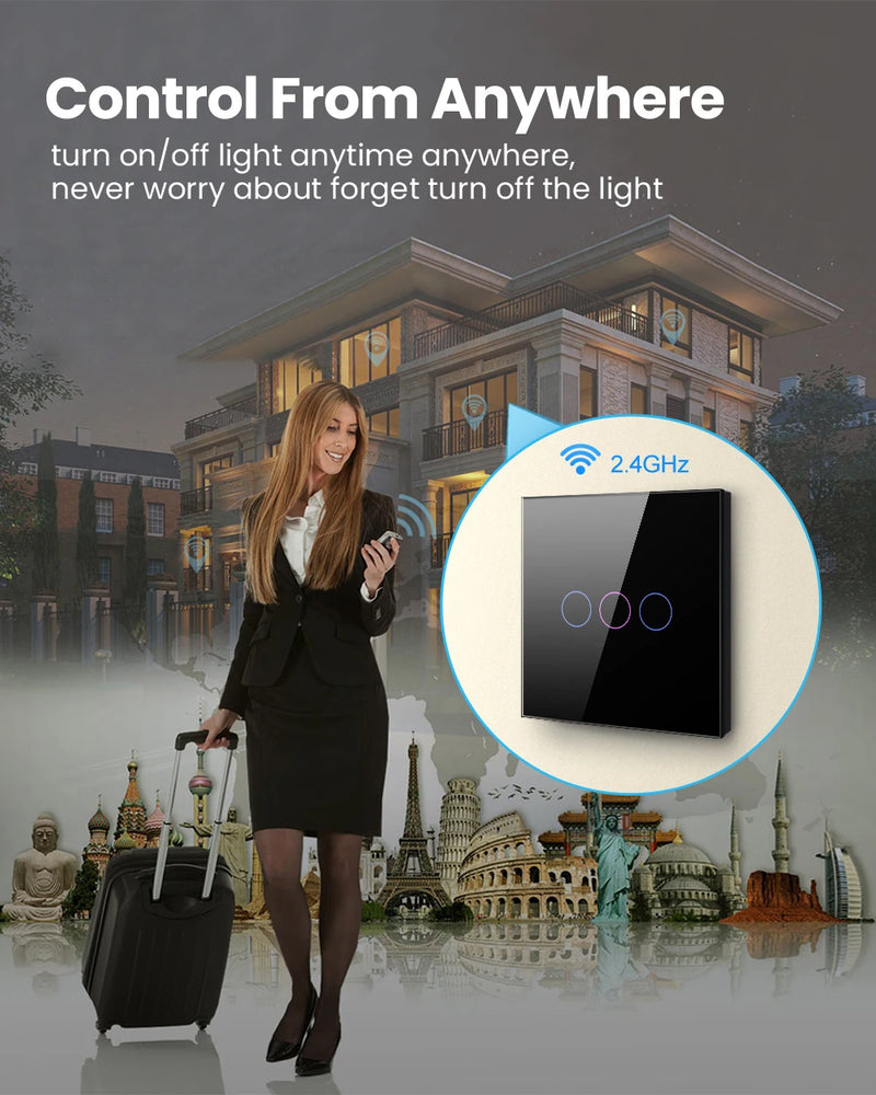 AVATTO Tuya WiFi Zigbee Smart Light Switch,EU Standard with/without Neutral wire Touch Switch,Works with Alexa Google Home Alice