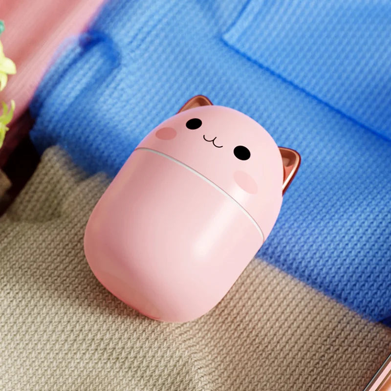 250ml Cute Cat Air Humidifier Ultrasonic Essential Oil Diffuse For Home Bedroom Car with Colorful Night Light Aroma Diffuser