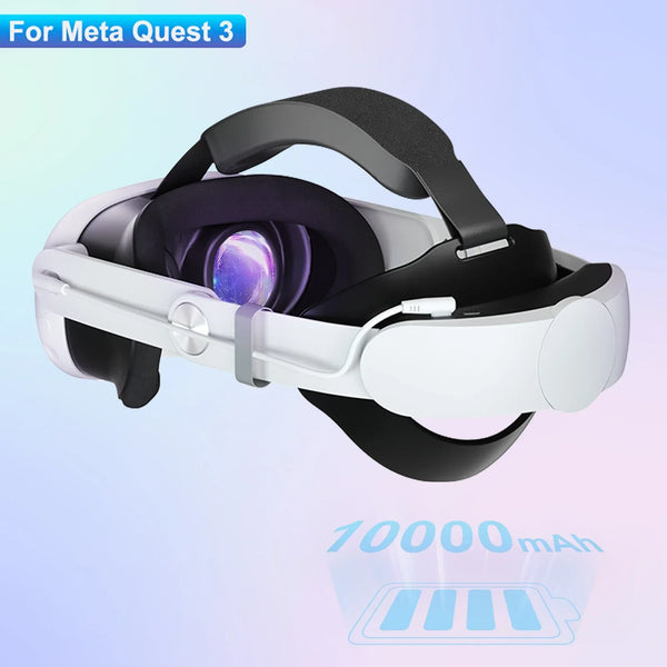 Head Strap 10000mAh Battery For Meta Quest 3 VR Headset Elite Strap Replacement PD18W Fast Charging Adjustable Improve Comfort