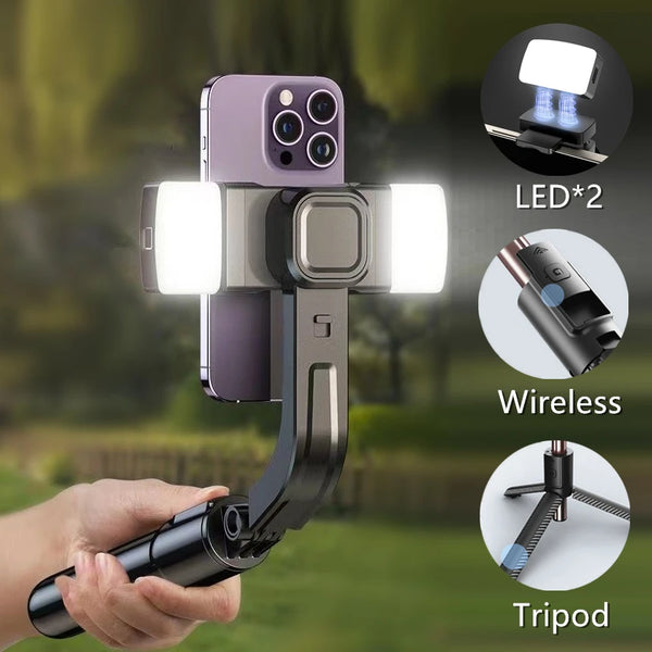 1-Axis Mobile Video Stabilizer Bluetooth Selfie Stick Tripod Gimbal Stabilizer for Smartphone Live Vertical Shooting Bracket