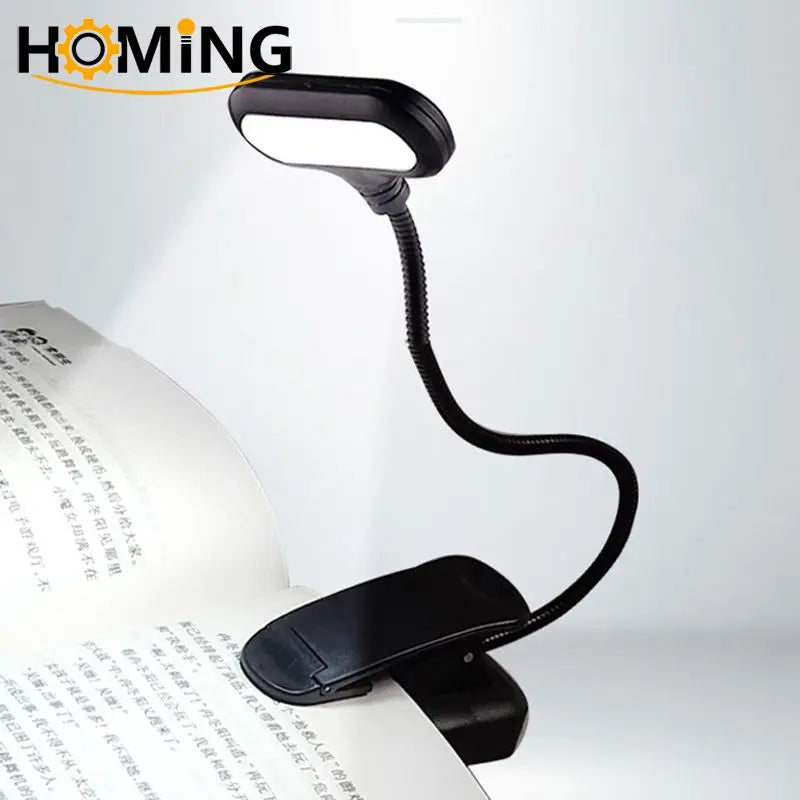 Adjustable LED Book Light With Goosenecks Clip 5LEDs AAA Battery Powered Flexible Cool White Notebook Night Reading Desk Lamp