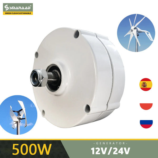 Generators 500W Low Speed 12V 24V 3 Phase Gearless Permanent Magnet AC Alternators for Wind Water Turbine for Home Use