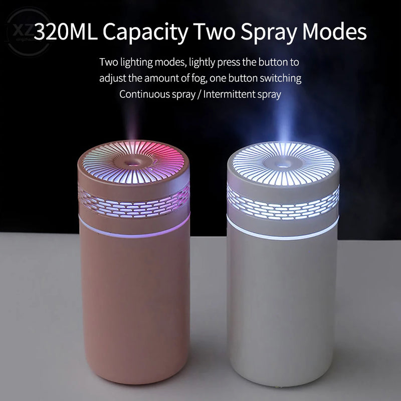 320ML Mini Car Air Humidifier USB Ultrasonic Essential Oil Diffuser Smart Purifier Home Aroma Anion Mist Maker LED for Home Car