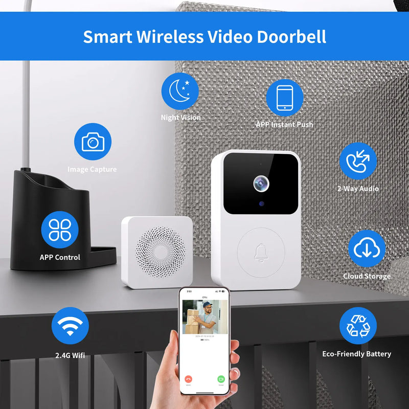 IP65 Waterproof 2.4G WiFi Video Doorbell 1080P Tuya Smart Home Wireless Intercom Camera Door Bell for Security Protection