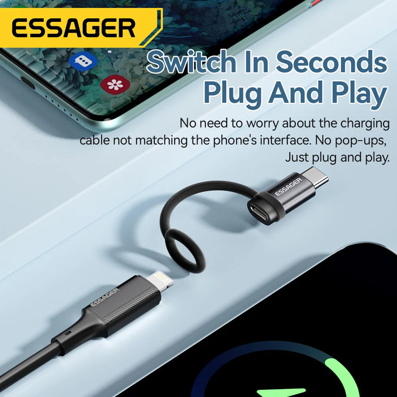 Essager Lighting To USB C Adapter 3A Fast Charging OTG for iPhone 15 xr Pro Type C To Lighting iPhone Connector OTG Converter