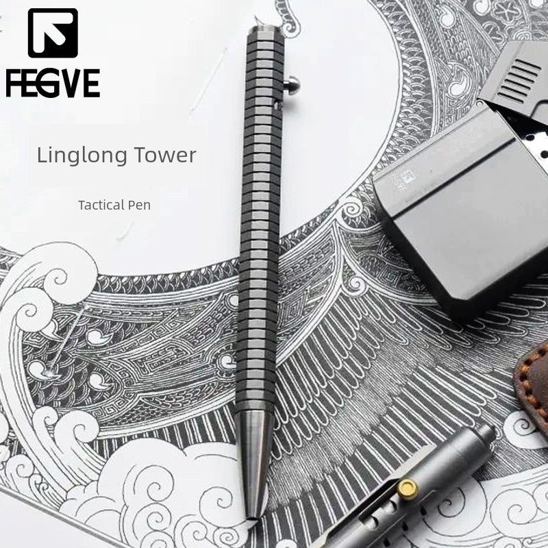 Flesh Eater Figo Ling Long Pagoda Tactical Pen Pure Titanium Alloy Outdoor Self-Defense Wolf Self-Defense Window Breaking Machine Portable Signature Gift