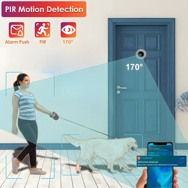 Tuya Smart 5G Wifi Peephole Door Camera Motion Detection Digital Door Viewer Wireless Door Eye Camera Home Security Protection